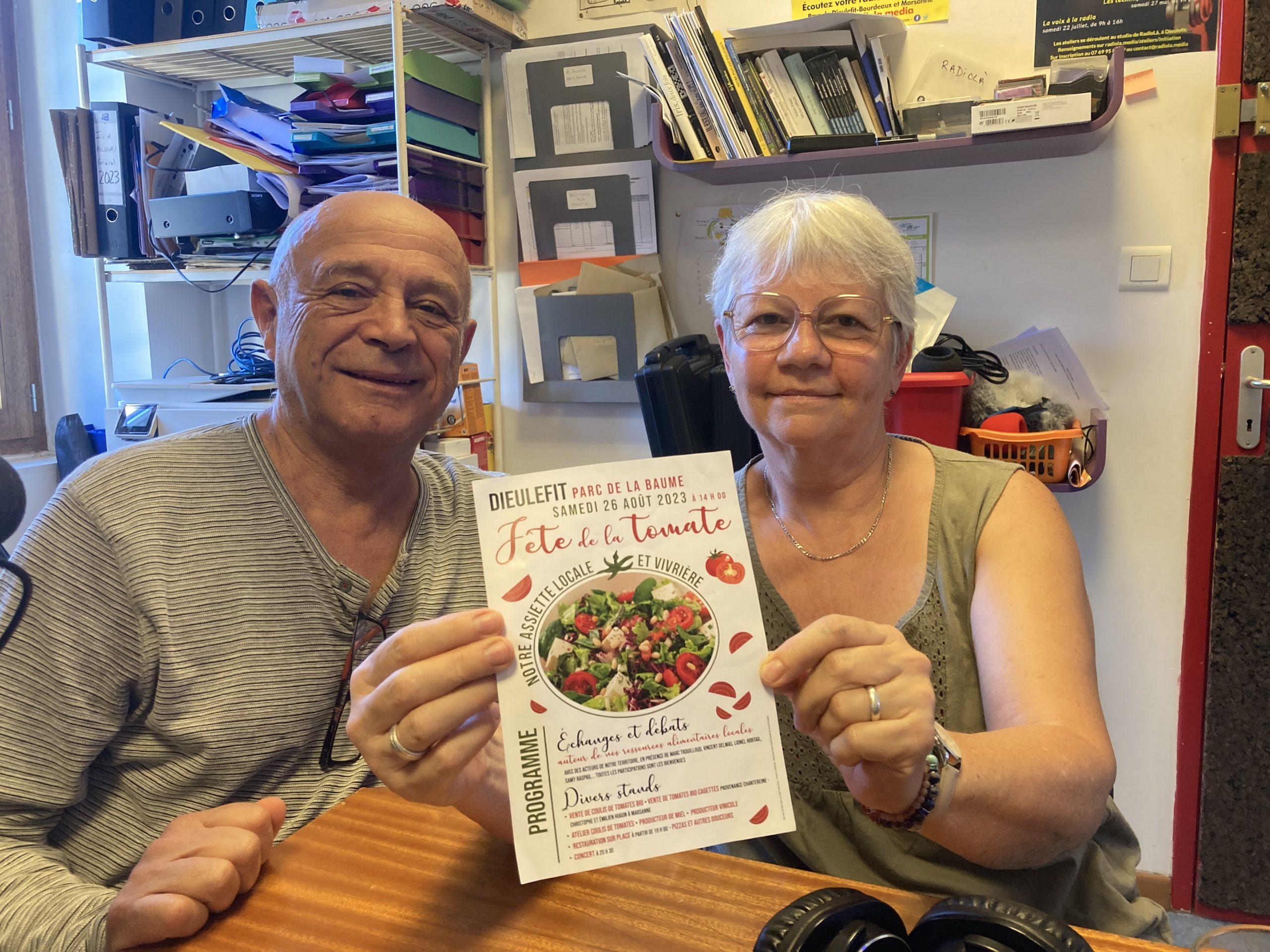 Mangal et Françoise Hoffmann de l'association Arborescence, qui organise  la Fête de la tomate à Dieulefit.