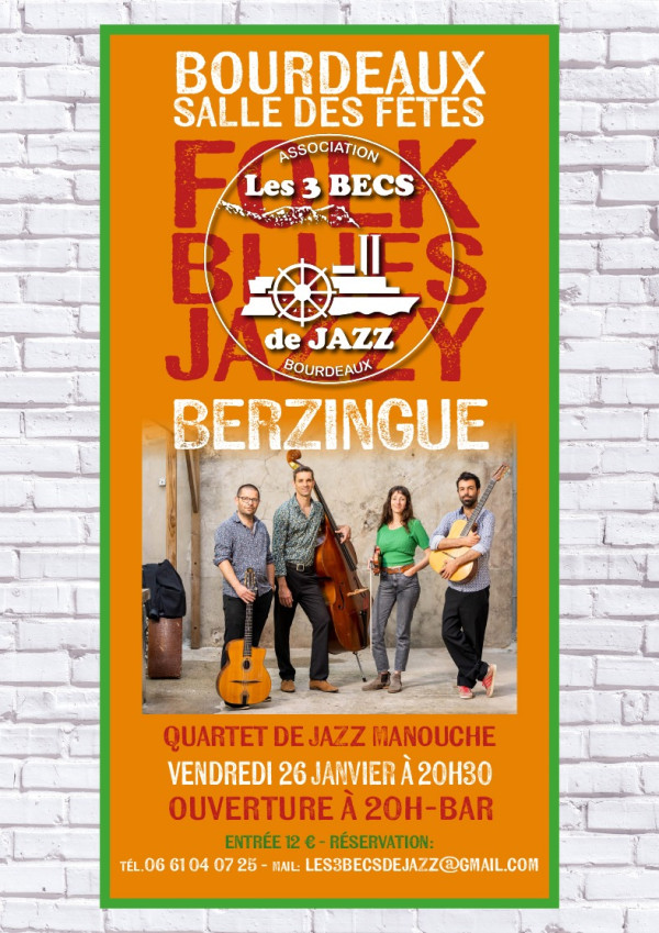 Berzingue en concert à Bourdeaux le vendredi 26 janvier 2024.