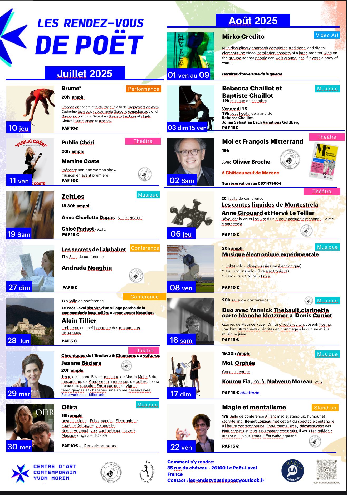Programme estival des Rendez-vous de Poët.