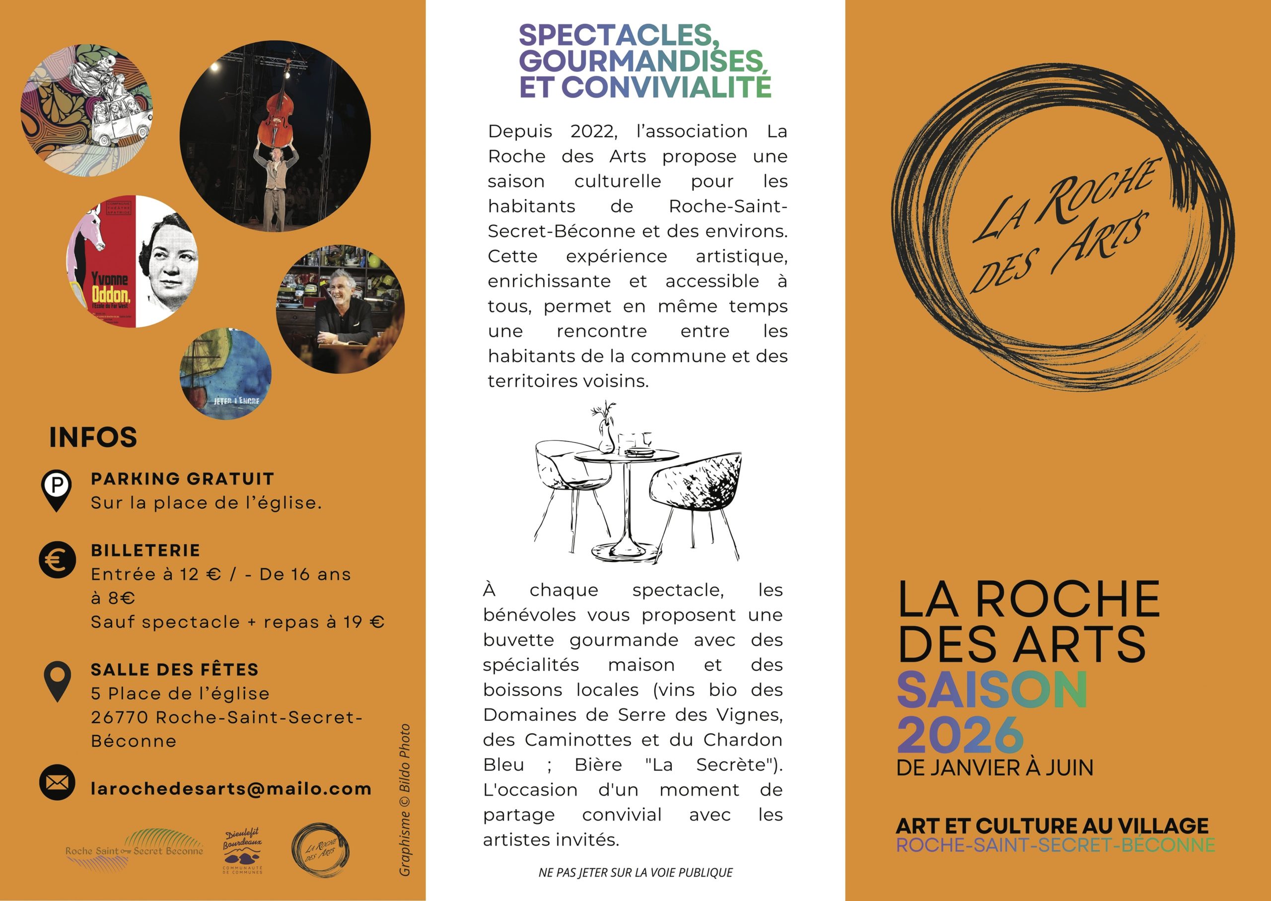Recto La Roche des arts programme 2e semestre 2026